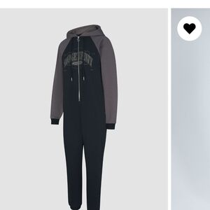 Savage X Fenty Black and Gray Hooded Onesie